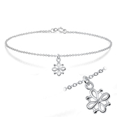 Flower and Square Silver Bracelet BRS-191